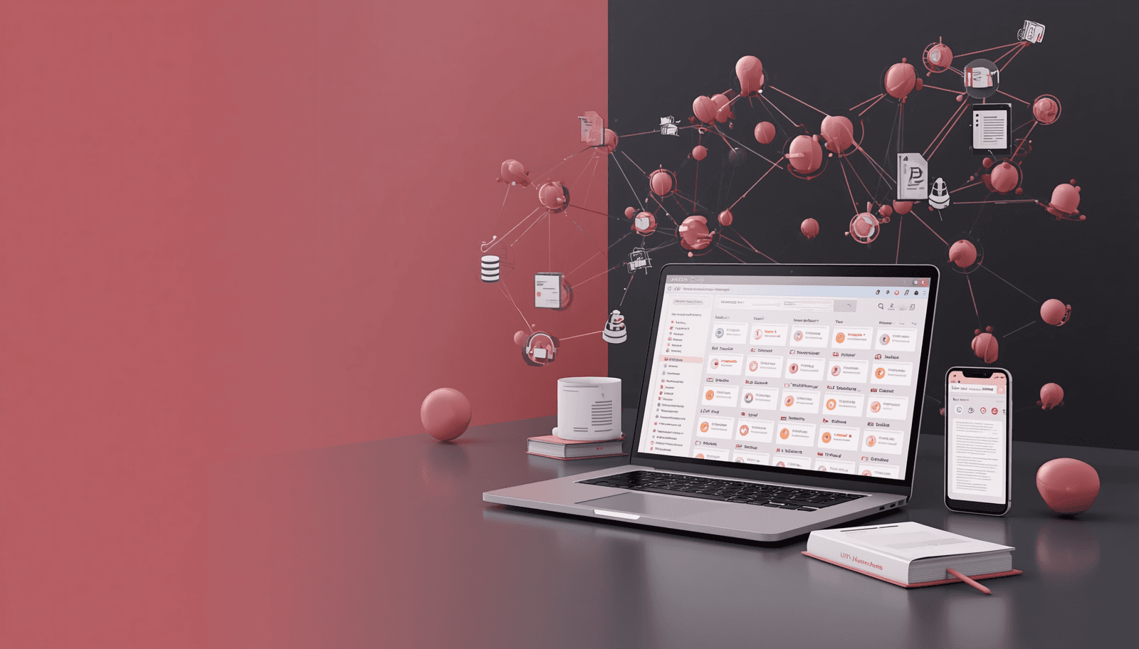 Academic research databases concept showing scholarly papers, digital research platforms, and citation databases.